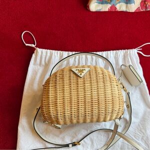 Prada Odette Raffia wicker top handle/ crossbody bag LIMITED EDITION